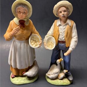 Vintage Homco Farmer and Wife Figurines